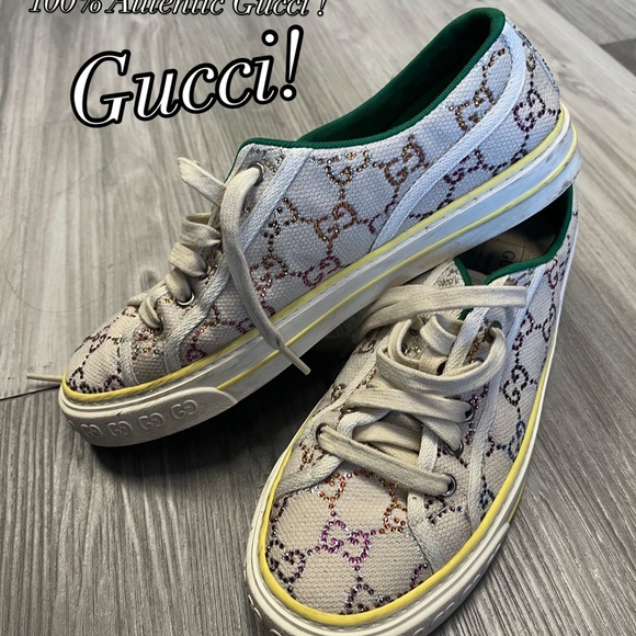 Gucci Multicolor Crystals Sneakers GG Tennis 1977 made in Italy size 40! - Picture 1 of 6